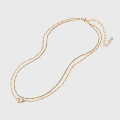 Glass Opal Pendant Multi-Strand Chain Necklace - A New Day™ Gold: Figaro Boxed Style, Lobster Claw Clasp, 16-19 Inch Length -A New Day GUEST 001faaf4 7398 41fd 82b4 259c791a7b35