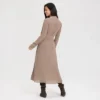 Women's Long Sleeve Midi Shirtdress - A New Day™ Taupe -A New Day GUEST 01e08b00 3e25 45a3 bcb1 842df46a0bb2