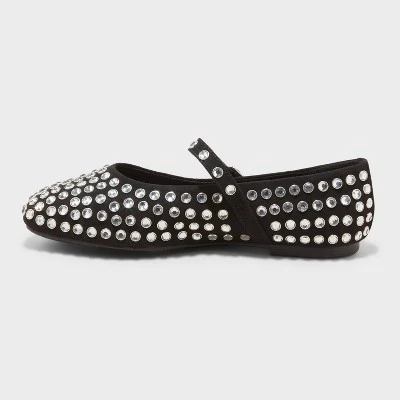 Women's Issa Rhinestone Mary Jane Ballet Flats - A New Day™ Black 3 Women's Issa Rhinestone Mary Jane Ballet Flats - A New Day™ Black