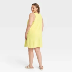 Women's Terry Mini Tank Shift Dress - A New Day™ Yellow 4X