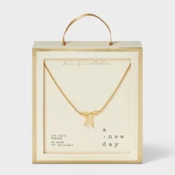 14K Gold-Plated Bow Necklace - A New Day™ Gold 7 14K Gold-Plated Bow Necklace - A New Day™ Gold -A New Day GUEST 1f56ae36 64fd 42ff 8366 54f312b99d89