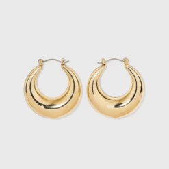 Thick Metal Hoop Earrings - A New Day™ Gold: Nickel-Free, Hinge Closure, 1.5" Length -A New Day GUEST 2279e918 3569 4b8e aa9b 96da6c75fd8b