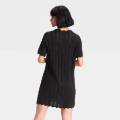 Women's Short Sleeve Pointelle Mini Sweater Dress - A New Day™