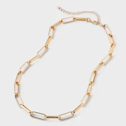 Paper Clip Chain Necklace - A New Day™ Gold: Steel, Lobster Claw Clasp, 16" With 3" Extender -A New Day GUEST 24d8c041 d2b5 4495 9abd 0f01fc507453