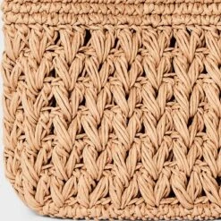 Straw Tie-Top Shoulder Bag - A New Day™ Light Brown: Woven Paper, Structured Handbag, Adjustable Strap -A New Day GUEST 2a27e3d9 ab33 43c3 90f6 4518168eae66