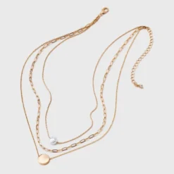 Gold 3 Row With Pearl & Coin Necklace - A New Day™ Gold: Multi-Strand, Nickel-Free Metal, Lobster Claw Clasp, 16" Length 7 Gold 3 Row With Pearl & Coin Necklace - A New Day™ Gold: Multi-Strand, Nickel-Free Metal, Lobster Claw Clasp, 16" Length -A New Day GUEST 2f12ccf7 ffe5 4caa a9e6 631e74d06c34