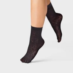 Women's Floral Mesh 2pk Anklet Socks - A New Day™ Black/Ivory One Size -A New Day GUEST 2f6b42fd 16bb 4f6b 95c0 c6ff6fa9c577