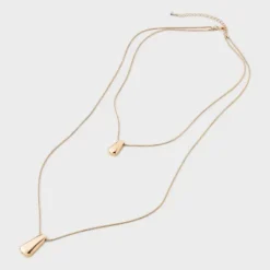 Rectangle Pendant Multi-Strand Necklace - A New Day™ Gold: Brass Cord With Lobster Claw Clasp, 20" Length, 3" Extender -A New Day GUEST 346446a2 b695 41cd b959 f95dc1562a0d