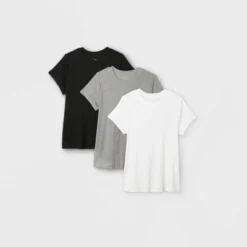 Women's Short Sleeve Ribbed 3pk Bundle T-Shirt - A New Day™ Black/White/Gray -A New Day GUEST 36ae0ed8 d805 4d39 9050 290cef116809
