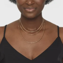 Round Flat Snake Chain Necklace - A New Day™ Gold