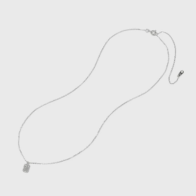 Sterling Silver Cubic Zirconia Tag Pendant Necklace - A New Day™ Silver 4 Sterling Silver Cubic Zirconia Tag Pendant Necklace - A New Day™ Silver - Image 2