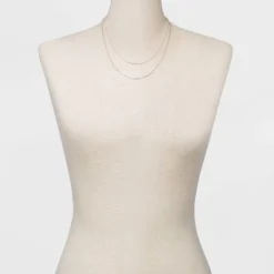 Plated Cable Box And Paperclip Chain Necklace Set 3pc - A New Day™ Silver