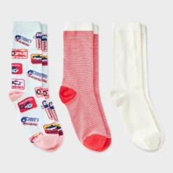 Women's Sardines 3pk Crew Socks - A New Day™ Aqua/Ivory/Red 4-10: Floral Knit, Tagless, Smooth Toe Seams -A New Day GUEST 3bcd8831 bf92 42f4 baa3 e6c4c73d967e