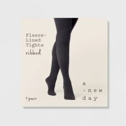 Women's Ribbed Fleece Lined Tights - A New Day™