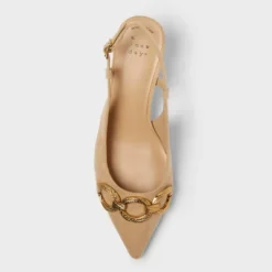 Women's Tabitha Oversized Chain Sling Back Heels With Memory Foam Insole - A New Day™ Beige -A New Day GUEST 3da65002 e24f 457b b6e0 53cf644c31ae