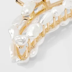 Metal With Pearl Claw Hair Clip - A New Day™ White: Hair Styling Accessory, Solid Pattern