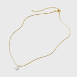 14k Gold Plated Freshwater Pearl On Snake Chain Necklace - A New Day™ Gold: Lobster Claw Clasp, 16-19" Length -A New Day GUEST 4259414f 78cd 4158 935e 839f56783f9b