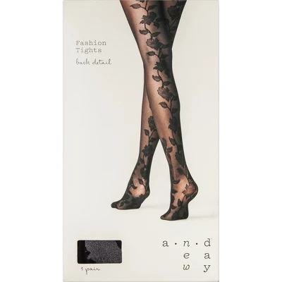 Women's Floral Back Tights - A New Day Black 3 Women's Floral Back Tights - A New Day Black
