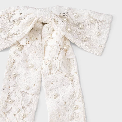 Floral Lace Bow Hair Barrette - A New Day™ Ivory 3 Floral Lace Bow Hair Barrette - A New Day™ Ivory