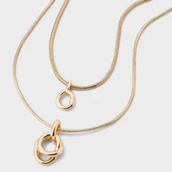 Interlock Circle Pendant Multi-Strand Necklace - A New Day™ Gold: Nickel-Free Metal, Lobster Claw Clasp -A New Day GUEST 4923eb53 4b9d 482c 8844 b2fcc4569080