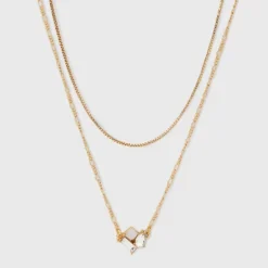 Glass Opal Pendant Multi-Strand Chain Necklace - A New Day™ Gold: Figaro Boxed Style, Lobster Claw Clasp, 16-19 Inch Length -A New Day GUEST 4cff00c1 de8c 4437 8293 0fdfc7f2d346