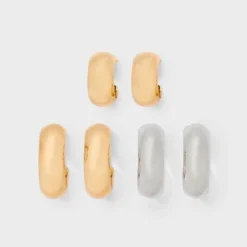 Rhodium Classic Hoop Earring Set 3pc - A New Day™ Gold -A New Day GUEST 51c056d7 561c 44f8 b8de c762e14b2eed