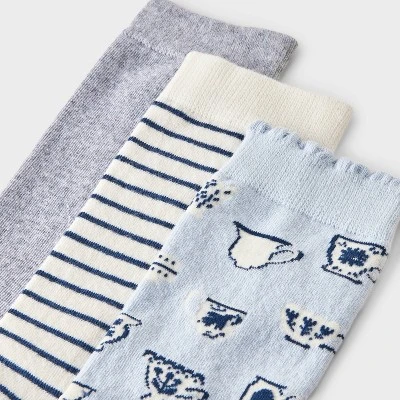 Women's Teacups Scallop Cuff 3pk Crew Socks - A New Day™ Blue/Heather Gray/Navy 4-10 4 Women's Teacups Scallop Cuff 3pk Crew Socks - A New Day™ Blue/Heather Gray/Navy 4-10 - Image 2