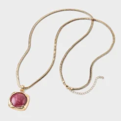 Stone Pendant Chain Necklace - A New Day™ Gold/Burgundy -A New Day GUEST 5547567d df68 438b b178 50a1271d15b0