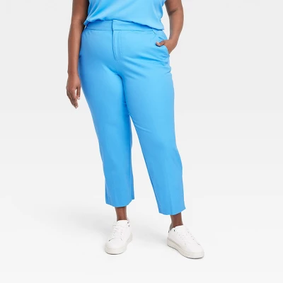 Women's Mid-Rise Slim Straight Fit Side Split Trousers - A New Day™ Blue 6 Women's Mid-Rise Slim Straight Fit Side Split Trousers - A New Day™ Blue - Image 4