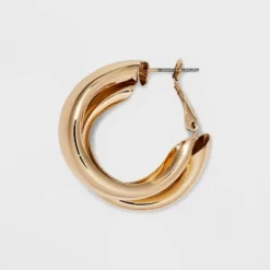 Double Illusion Hoop Earrings - A New Day™ Gold: Nickel-Free Metal, Leverback Closure, 1.4" Length, 0.67 Oz Weight -A New Day GUEST 5fbb0178 dddb 4c19 98cd e737ffa4c87b