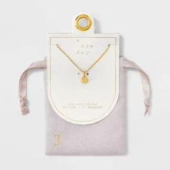 14K Gold Plated Round Initial Pendant Necklace - A New Day™ -A New Day GUEST 5fd78469 c3a1 4b11 a667 1369a1938f54