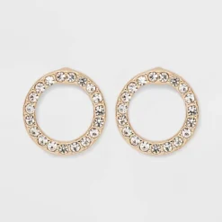 Gold Clear Round Pave Stud Earrings - A New Day™ Gold: Nickel-Free Metal, Statement Design -A New Day GUEST 5fdb0f47 515b 4bff ad1b 854166109f28