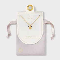 14K Gold Plated Round Initial Pendant Necklace - A New Day™ -A New Day GUEST 62326148 4fbb 4a1d b54a 4c6c6be2b0cc