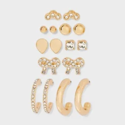 Classic Crystal Earring Set 8pc - A New Day™ Gold: Nickel-Free Metal, Hoop & Stud Styles 5 Classic Crystal Earring Set 8pc - A New Day™ Gold: Nickel-Free Metal, Hoop & Stud Styles -A New Day GUEST 628f097a 3dbc 45fd b31f cd19b3f76f10