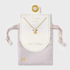 14K Gold Plated Round Initial Pendant Necklace - A New Day™ -A New Day GUEST 6377c929 8455 4c33 abf2 3592699a6749