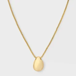14K Gold Plated Puffed Teardrop Pendant Necklace - A New Day™ Gold -A New Day GUEST 65698d3f 1627 430f 913f 8e6e78929129