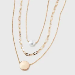Gold 3 Row With Pearl & Coin Necklace - A New Day™ Gold: Multi-Strand, Nickel-Free Metal, Lobster Claw Clasp, 16" Length 9 Gold 3 Row With Pearl & Coin Necklace - A New Day™ Gold: Multi-Strand, Nickel-Free Metal, Lobster Claw Clasp, 16" Length -A New Day GUEST 65f5bf71 0280 40e9 941a 5b290fd6577e