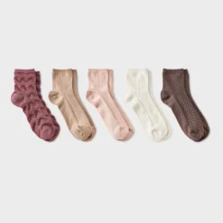 Women's Mixed Tonal Textured 5pk Ankle Socks - A New Day™ Brown/Pink/Ivory 4-10 7 Women's Mixed Tonal Textured 5pk Ankle Socks - A New Day™ Brown/Pink/Ivory 4-10 -A New Day GUEST 675165f0 99a6 432f 9ad4 e7ccaf81b2d9