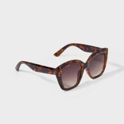 Women's Oversized Cateye Tortoise Shell Butterfly Sunglasses - A New Day™ Assorted Browns: UV Protection, Recycled Frame