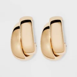 Double Illusion Hoop Earrings - A New Day™ Gold: Nickel-Free Metal, Leverback Closure, 1.4" Length, 0.67 Oz Weight -A New Day GUEST 71d0d2f8 0ad7 4c91 87ee 736ae3997560