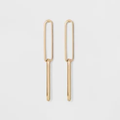 Link Earrings - A New Day™ Gold: Linear Design, Nickel-Free Metal, Post Closure, 1.75" Length, 0.3" Width, Iron Material -A New Day GUEST 8232c1d4 a26c 47cd bd4f ba23e8c30aa6