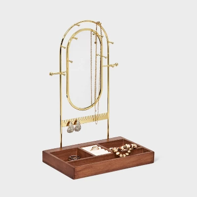 Oval Mirror Standing Jewelry Organizer - A New Day™ Brown/Gold 3 Oval Mirror Standing Jewelry Organizer - A New Day™ Brown/Gold