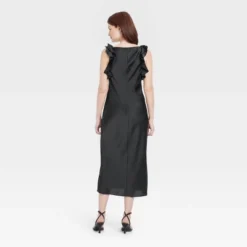 Women's Ruffle Sleeve Satin Maxi Dress - A New Day™