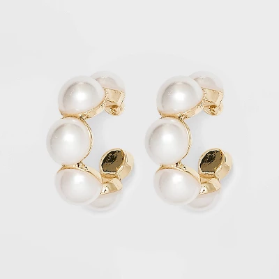 Mini Pearl Hoop Earrings - A New Day™ Gold: Nickel-Free Metal, Post Closure, 1.1" Length, Pearl Stone Type 21 Mini Pearl Hoop Earrings - A New Day™ Gold: Nickel-Free Metal, Post Closure, 1.1" Length, Pearl Stone Type - Image 19