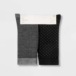 Women's Multipattern 6pk Crew Socks - A New Day™ Black/Gray 4-10