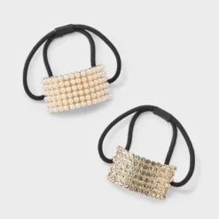 Metal Rhinestone Cuff Hair Ponytail Elastic Set 2pc - A New Day™ -A New Day GUEST 9f364022 e3c0 45ba b5f8 cae4e8a00f2f