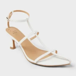 Women's Bliss Strappy Pointed Toe Heels With Memory Foam Insole - A New Day™ White -A New Day GUEST a6519c2f e006 471c ab71 31523e656177