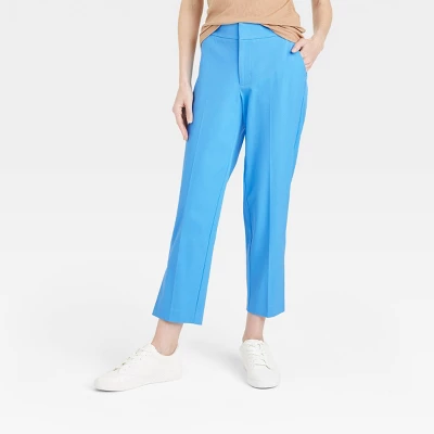 Women's Mid-Rise Slim Straight Fit Side Split Trousers - A New Day™ Blue 5 Women's Mid-Rise Slim Straight Fit Side Split Trousers - A New Day™ Blue - Image 3