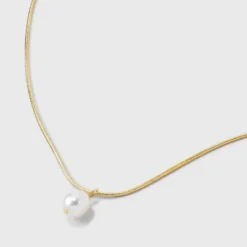 14k Gold Plated Freshwater Pearl On Snake Chain Necklace - A New Day™ Gold: Lobster Claw Clasp, 16-19" Length -A New Day GUEST aa6ad8bd 5bad 4244 a093 f8b838805380