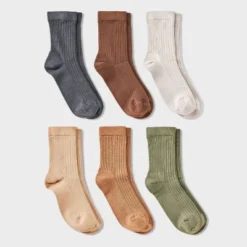 Women's Variegated Ribbed 6pk Mid Crew Socks - A New Day™ 4-10 -A New Day GUEST ad592b45 04d8 49a4 b4ec 188f3c61d25f